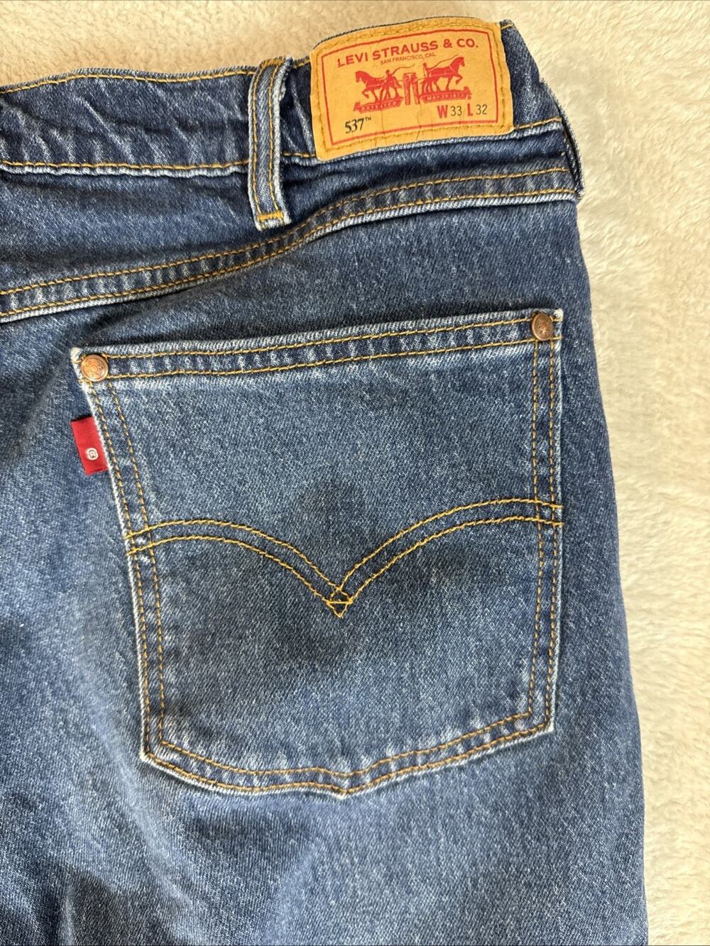 Levis 537 Jeans Mens 33 Boot Cut Regular Stretch Dark Wash Denim Cowboy Western